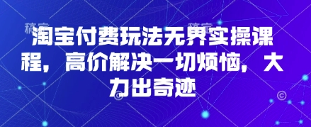 淘宝付费玩法无界实操课程，高价解决一切烦恼，大力出奇迹-悦商宝