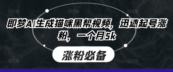 即梦AI生成猫咪黑帮视频，迅速起号涨粉，一个月5k-悦商宝