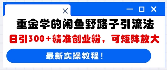 重金学的闲鱼野路子引流法，日引300+精准创业粉，可矩阵放大-悦商宝