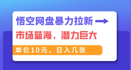 悟空网盘暴力拉新：一单10元，市场空白，日入几张-悦商宝