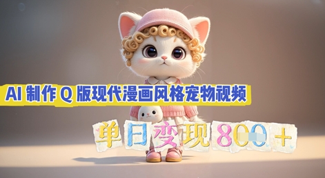 AI制作Q版现代漫画风格宠物视频，单日变现几张-悦商宝