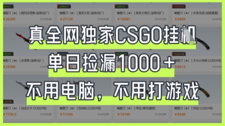 真全网独家CSGO挂G，单日捡漏1k+【揭秘】-悦商宝